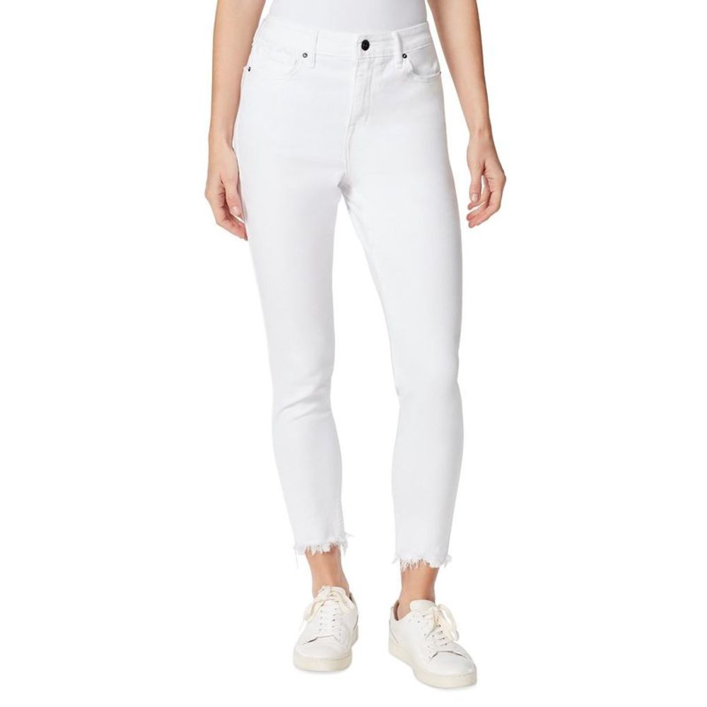 Womens High Rise Skinny Ankle Frayed Hem, White, Size 28 vj1I